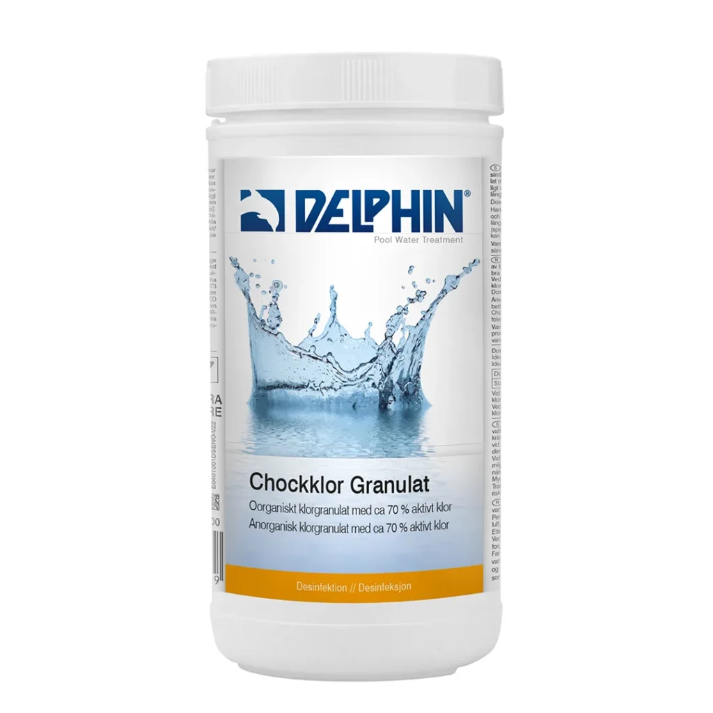Delphin Chockklor Granulat 1 kg | Snabbverkande chockklor för pool
