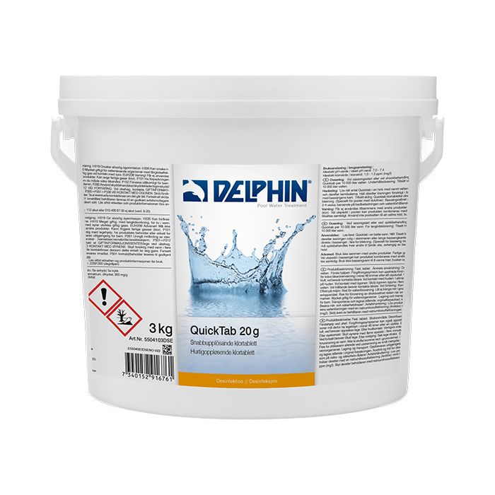 Delphin MultiTab 20g 3 kg | Små långtidsverkande klortabletter med algmedel och flockmedel