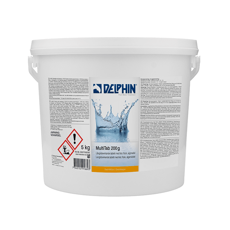 Delphin MultiTab 200g 5 kg | Långtidsverkande klorpuckar med algmedel och flockmedel